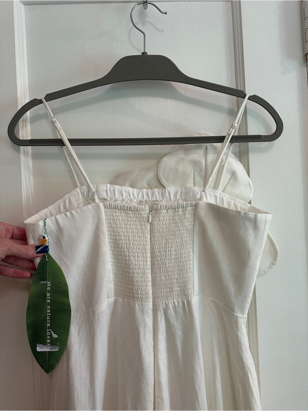 FARM Rio Cream Floral Appliqué Midi Dress with Spaghetti Straps NWT - Picture 11 of 12